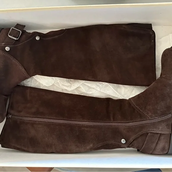 Giancarlo Paoli chocolate suede, tall boots - Picture 2 of 5